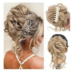 rommelig knotje haarstuk klauwclip synthetisch chignon warrig opsteekkapsel met ranken haarextensions haarknotje gekruld golvend nephaar knot haar scrunchies haaraccessoires voor dames (middenblond) Lightinthebox