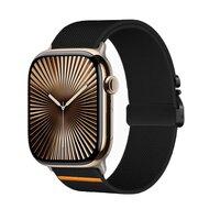 Nylon bandje met Parachute sluiting - Zwart - Geschikt voor Apple Watch 44mm / 45mm / 46mm / 49mm