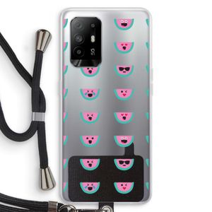 Smiley watermeloenprint: Oppo A95 5G Transparant Hoesje met koord