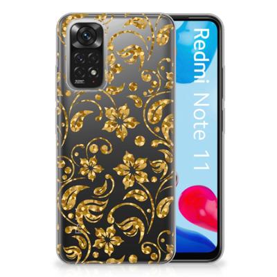 Xiaomi Redmi 10 | Redmi Note 11 4G | TPU Case | Gouden Bloemen