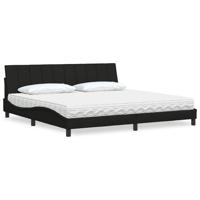 Bed met matras "Hanko" stof zwart 200x200 cm