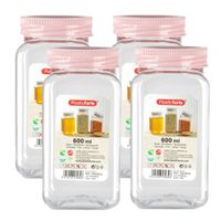 Voorraadpot/bewaarpot - 4x - 600 ml - kunststof - oud roze - B7 x H15 cm