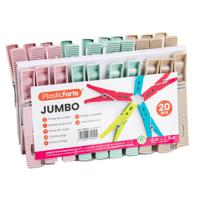Plasticforte Wasknijpers XL - 20x stuks - pastel kleuren mix - kunststof - 10 cm - Was ophangen