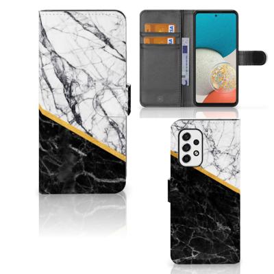 Samsung Galaxy A53 | Bookcase | Marmer Wit Zwart - Origineel Cadeau Man