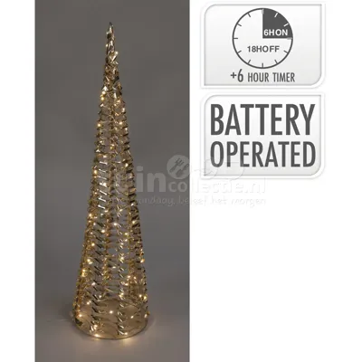 Kerstdecoratie Kegel Goud LED 60cm