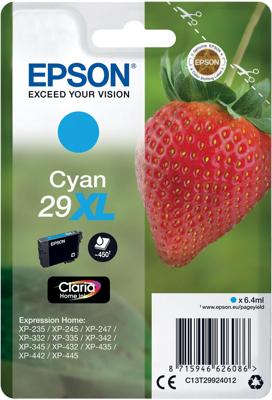 Epson inktcartridge 29X,L 450 pagina&apos;s, OEM C13T29924012, cyaan