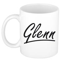 Glenn Naam koffiemok - beker - met sierlijke letters - wit - 300 ml - Cadeau - Heren