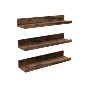 Wandplanken set van 3 vintage bruin