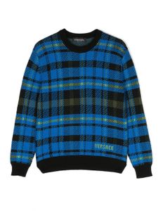 Versace Kids pull à logo intarsia - Bleu