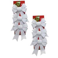 Kerst ornamenten strikken - 6x st - wit - 15 x 24 cm - kerstboomstrikjes