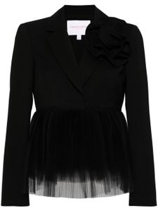 Carolina Herrera blazer boutonné à fleur appliquée - Noir