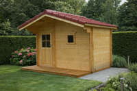 Interflex 3432S Buitensauna 340x231 cm 70 mm vuren blank- Zadeldak- Onbehandeld vurenhout- Interflex