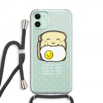 Sleep All Day: iPhone 11 Transparant Hoesje met koord