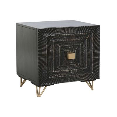 Nachtkastje Home ESPRIT Zwart Gouden 50 x 40 x 50 cm