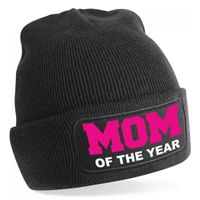 Muts mom of the year / moeder van het jaar zwart voor dames - Winter cadeau mama/ moeder Muts mom of the year / moeder van het jaar zwart voor dames - Winter cadeau mama/ moeder