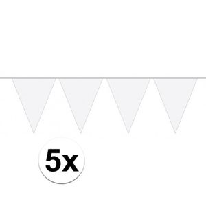 5 stuks Vlaggenlijnen/slingers XXL wit 10 meter