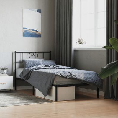 Bedframe met hoofdbord metaal zwart 100x200 cm Bedframe met hoofdbord metaal zwart 100x200 cm