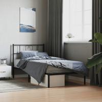 Bedframe met hoofdbord metaal zwart 100x200 cm