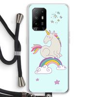 Regenboog eenhoorn: Oppo A95 5G Transparant Hoesje met koord