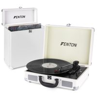 Fenton RP115D platenspeler met Bluetooth en bijpassende koffer - Wit - thumbnail