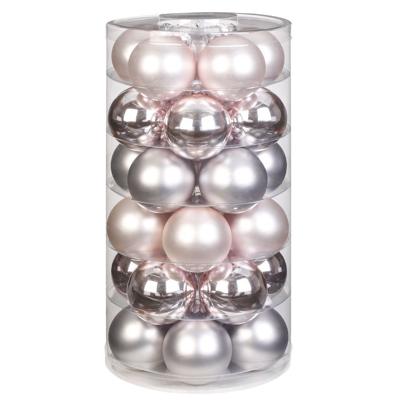 Kerstballen - 30x st - oudroze - D6 cm - glas - mat/glans - kerstversiering