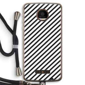 Strepen zwart-wit: Motorola Moto Z Force Transparant Hoesje met koord