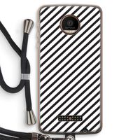 Strepen zwart-wit: Motorola Moto Z Force Transparant Hoesje met koord