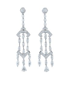 KWIAT boucles d'oreilles pendantes Pagoda en or blanc 18ct ornées de diamants - Argent