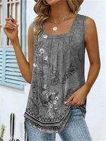 Square Neck Knitted Casual Summer Breathable Tank Top - thumbnail