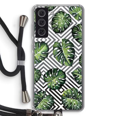 Geometrische jungle: Samsung Galaxy S21 FE Transparant Hoesje met koord
