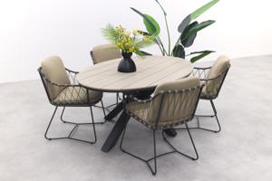 Taste Prego - Latte / GI Edison 180 x 115 cm. tafel - ovale tuinset