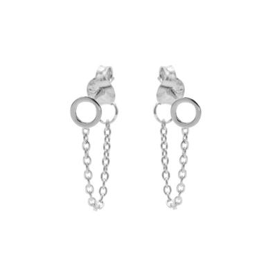 Karma Oorbellen Chain Open Circle Zilver