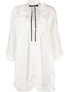 ZIMMERMANN robe-chemise à fleurs en dentelle - Blanc