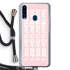 Hotline bling pink: Samsung Galaxy A20s Transparant Hoesje met koord