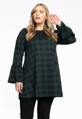 Yoek Tunic wide bottom flared cuff GILLY | Zwart | Maat 50/52
