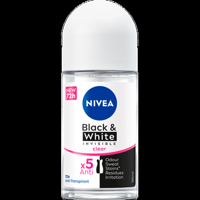 NIVEA Black & White Invisible Clear AntiTranspirant Roller 50ml Deodorant Antivlekken 72 uur bescherming bij Jumbo