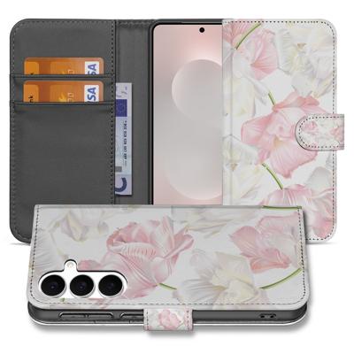 Samsung Galaxy S25 FE Boekhoesje Roze Wit Voor Galaxy S25 FE Met Magneet Met Pasjesvak
