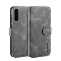 Voor Galaxy A30s/A50s DG. MING retro olie kant horizontale flip case met houder & kaartsleuven & portemonnee (grijs)