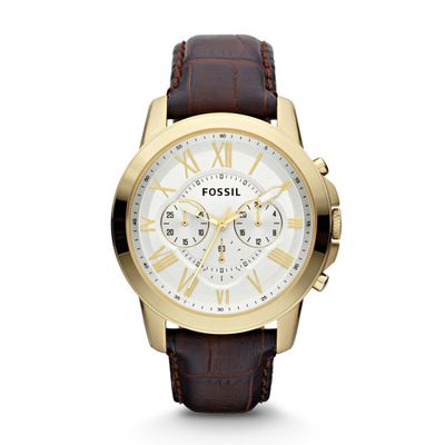 Horlogeband Fossil FS4767 Leder Bruin 22mm