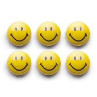 Zeller Magneten Smile / Emoticon - 6x - kunststof - 3 cm - koelkast / whiteboard
