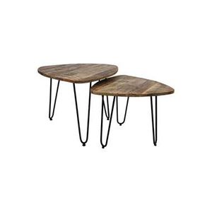 HSM Collection salontafel Dexter (2 stuks) - naturel/zwart - Leen Bakker