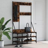 VidaXL Kledingrek met schoenenrek 100x40x184 cm gerookt eikenkleurig