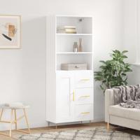 Hoge kast 69,5x34x180 cm bewerkt hout wit