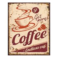 Clayre & Eef Tekstbord 20x25 cm Beige Rood Ijzer Coffee Wandbord - thumbnail