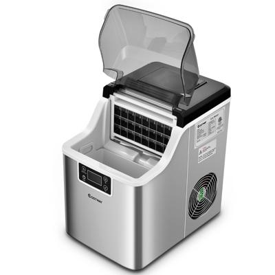 Aanrecht Ijsmaker Elektrische Ijsmachine met een Top Inlaatgat Automatische Zelfreinigende 18KG/24H 24 Stuks Ijsblokjes/15 Mins Zilver