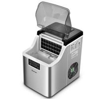 Aanrecht Ijsmaker Elektrische Ijsmachine met een Top Inlaatgat Automatische Zelfreinigende 18KG/24H 24 Stuks Ijsblokjes/15 Mins Zilver