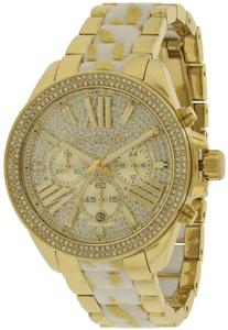 Michael Kors dames MK6157 &apos;Wren&apos; chronograaf kristal goudkleurig roestvrij stalen horloge