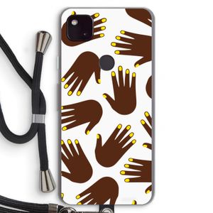 Hands dark: Pixel 4a 5G Transparant Hoesje met koord