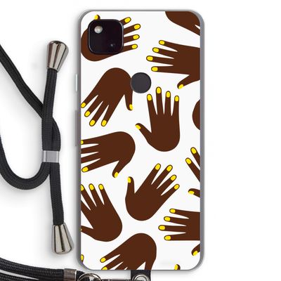 Hands dark: Pixel 4a 5G Transparant Hoesje met koord