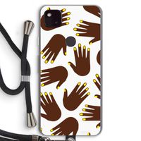 Hands dark: Pixel 4a 5G Transparant Hoesje met koord